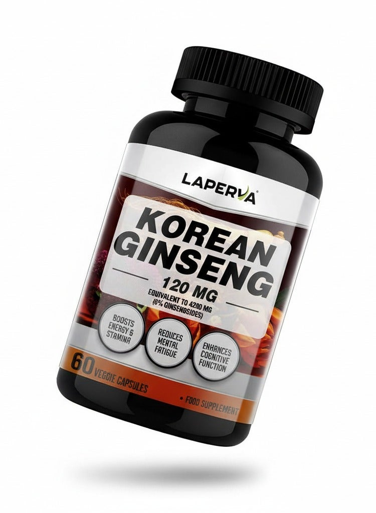 Laperva Korean Ginseng - 60 Veggie Capsules, Boosts Energy, Focus, & Cognitive Performance - Image 2